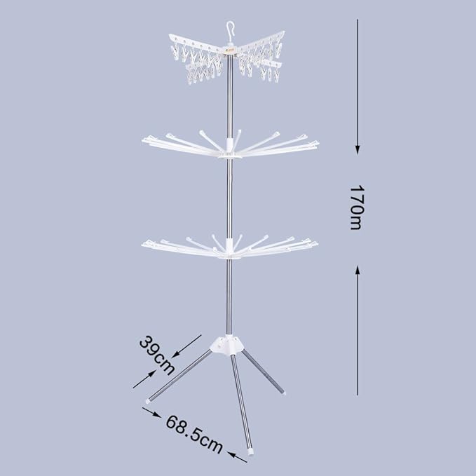 3-Layer Multifunctional Folding Drying Rack with 24 Clips