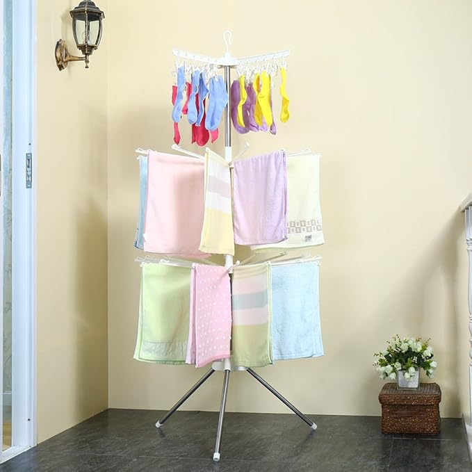 3-Layer Multifunctional Folding Drying Rack with 24 Clips