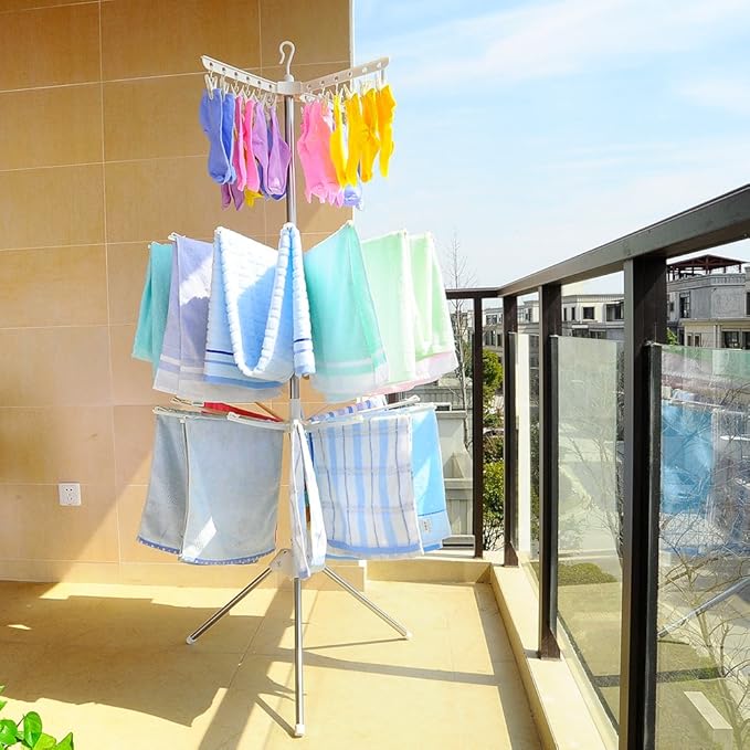 3-Layer Multifunctional Folding Drying Rack with 24 Clips