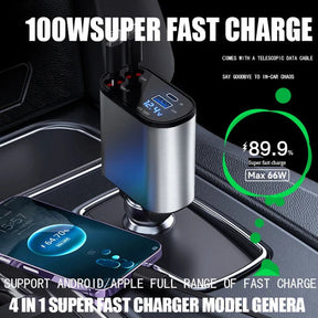 READYTECH™ 4-IN-1 Retractable Car Charger