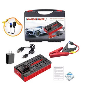 Booster Jumper Starter 12000mAh – Car Jump Starter, Power Bank, LED Flashlight & Air Compressor 🚗🔋